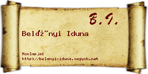 Belányi Iduna névjegykártya